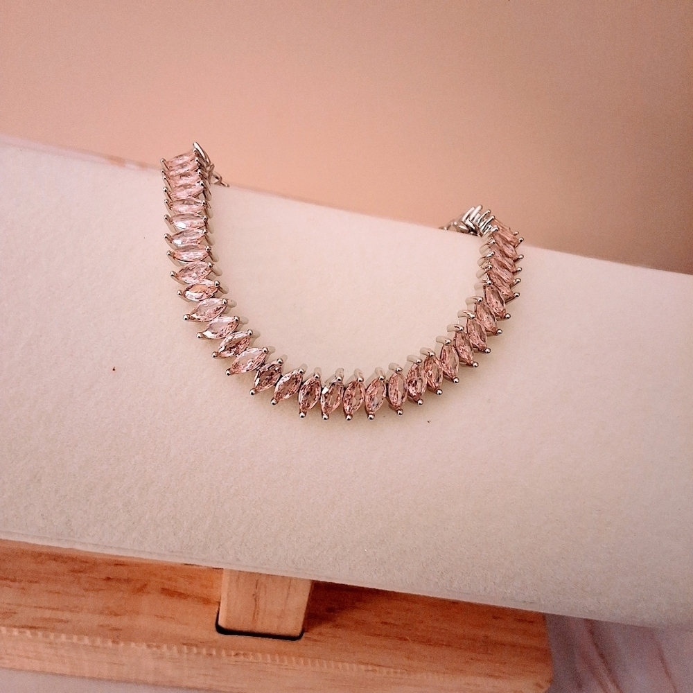 Pretty Bird 18K White Gold Plated Pink Crystal Bracelet - Picture 11 of 16